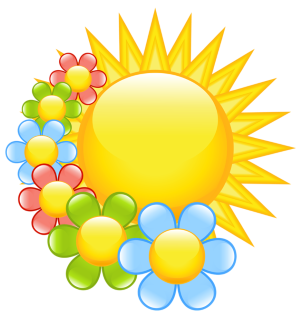 a spring sun with flowers